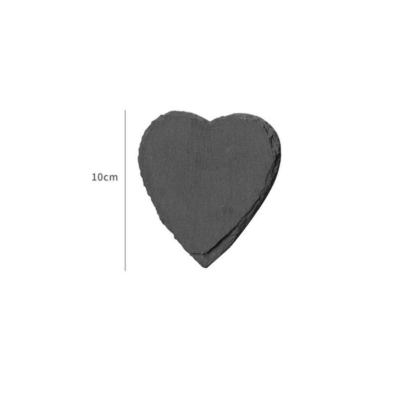 

Round Slate Coasters Heat Resistant Slate Table Protector Square Heart Black Coasters Household Kitchen Supplies