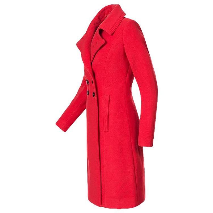 Women Double Breasted Long Wool Coat Jacket Autumn Winter M