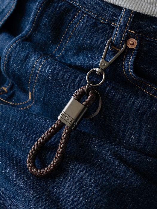 

SCALETTO BLACK BEY601 Espresso Leather Keyring BROWN