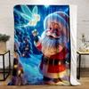 Santa Claus with Fairy In Magical Snowy Night Print Blanket Soft and Cozy Perfect for the Living Room Bed Sofa or a Nap,gift
