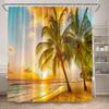 Hawaii Beach Shower Curtain Tropical Palm Leaves Blue Ocean Summer Holiday Nature Scenery Bathroom Curtains Polyester Home Decor