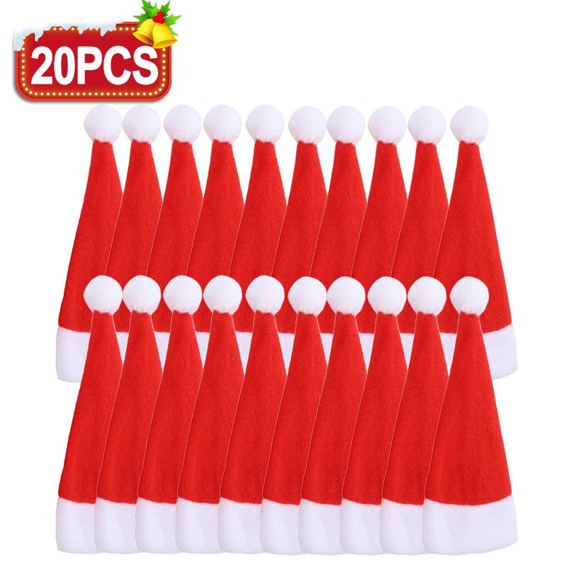 1/100pcs Christmas Cutlery Holder Xmas Hat Tableware Bags New Year Party Dinner Table Fork Knife Organizer Decoration Supplies