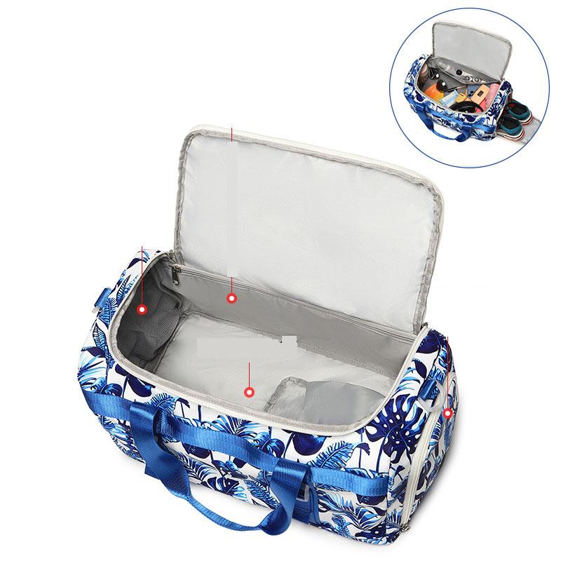 Fashionable Leaf Printed Oversized Sports Travel Bag with One Shoulder Diagonal Cross Hand Luggage Travel Bag