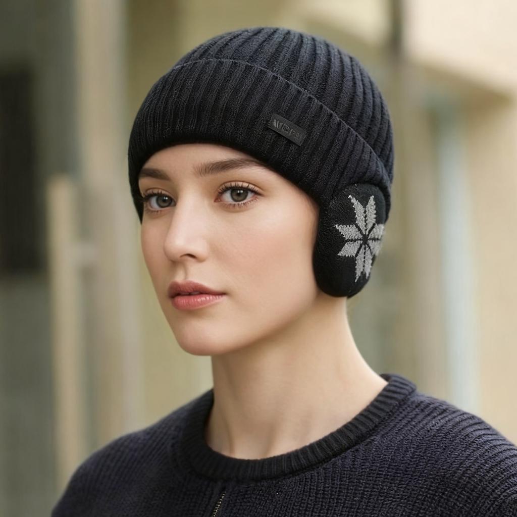Nowa czapka zimowa unisex z podszewką z polaru, ciepła, stylowa, miękka czapka beanie dla mężczyzn i kobiet, czapka dzianinowa z nausznikami