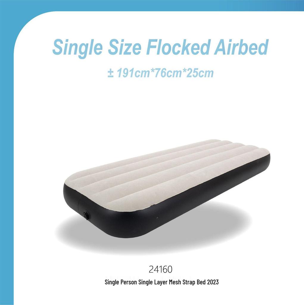 JILONG Inflatable Mattress with Flocking Bed Sheet and Pull Strap
