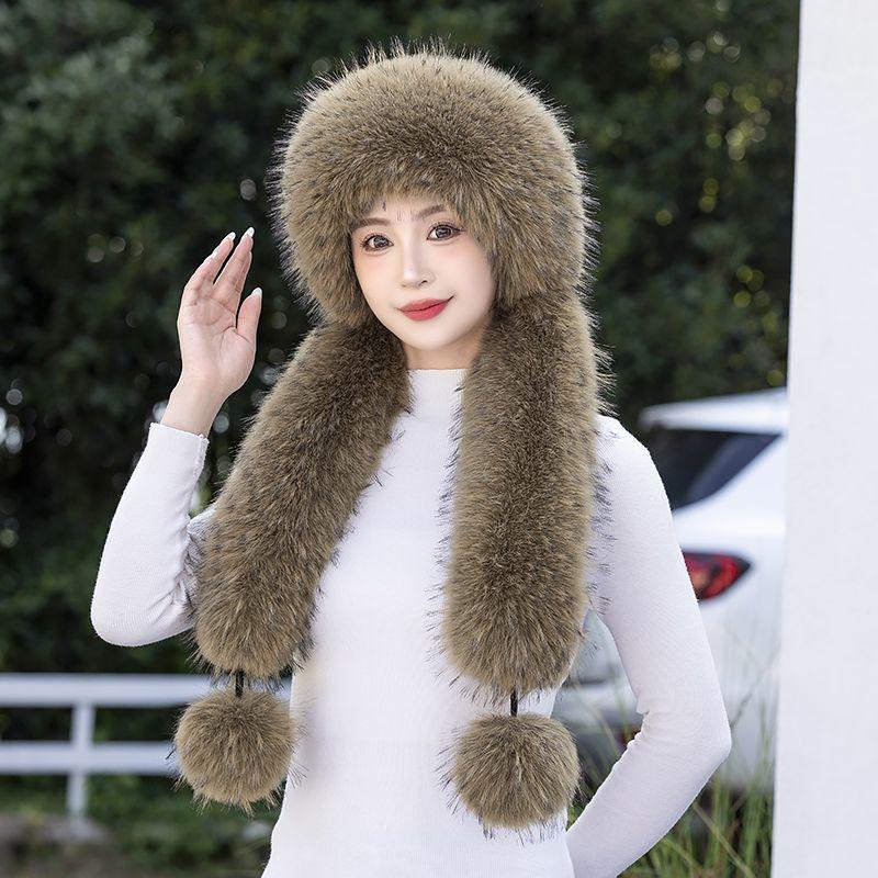 Winter New Warm Hat Scarf Integrated Thickened Cold-proof Windproof Neck Protection Cycling Headhat Fashionable Women's Hat