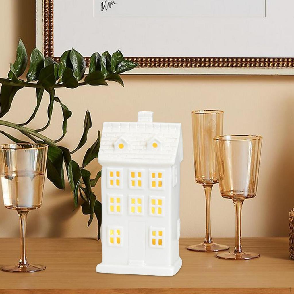 Elegant LED House-Shaped Ceramic Lamp for Home Decor