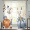 Thanksgiving Autumn Leaf Pumpkin Sheer Curtains for Kids Bedroom Living Room Voile Window Curtains Tulle Drapes