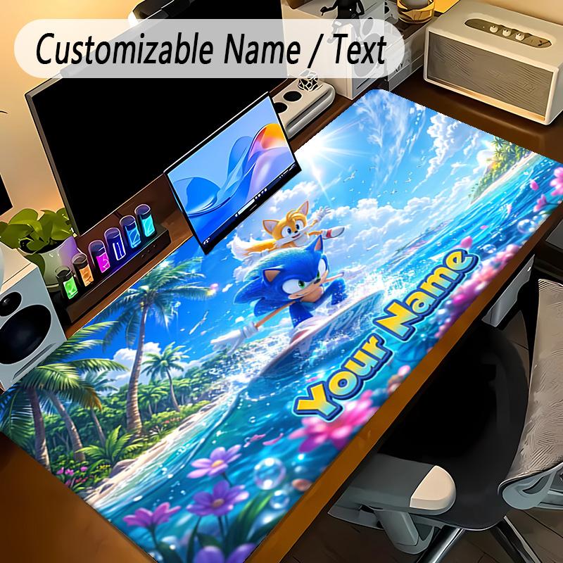 Large Mouse PadSonic Custom Name Text Personalized Desk Mat Non Slip Gaming Pad
