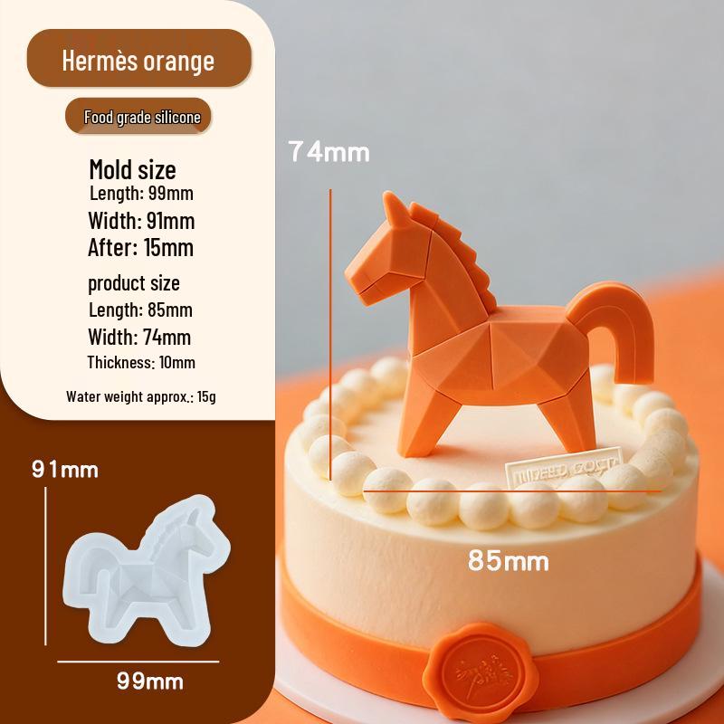 Hermès Orange Geometric Pony Silicone Cake Decoration Mold