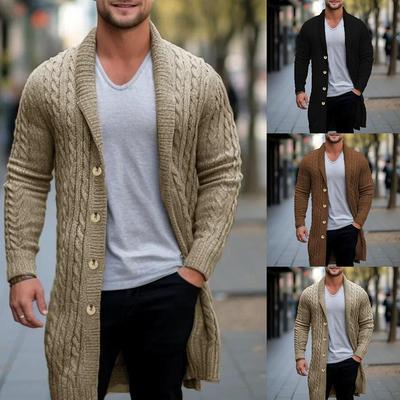 Casaco de lã para homens primavera e outono malha cardigan jaqueta casual sobretudo