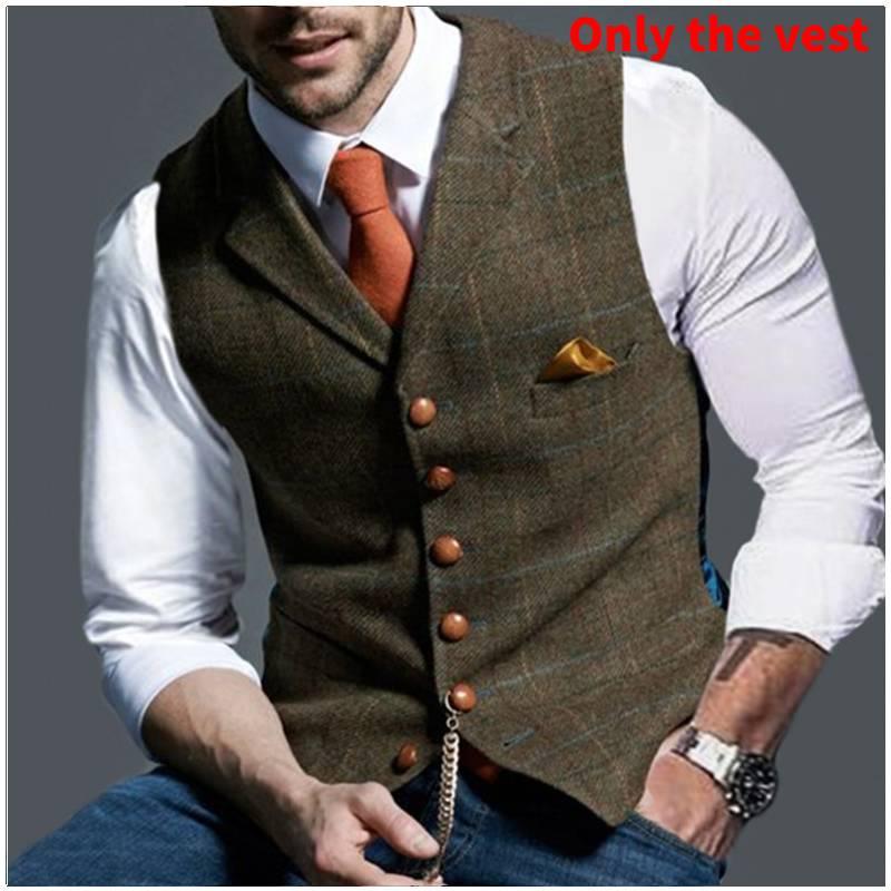 Men's Casual Plaid Vest European And American Style Slim Fit Polyester Fiber Spring And Autumn Season