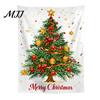 Indoor Holiday Wall Art Merry Christmas Tapestry, Hanging Fabric Backdrop, Xmas Tree Winter Seasonal Room Ornament for Living Room, Bedroom