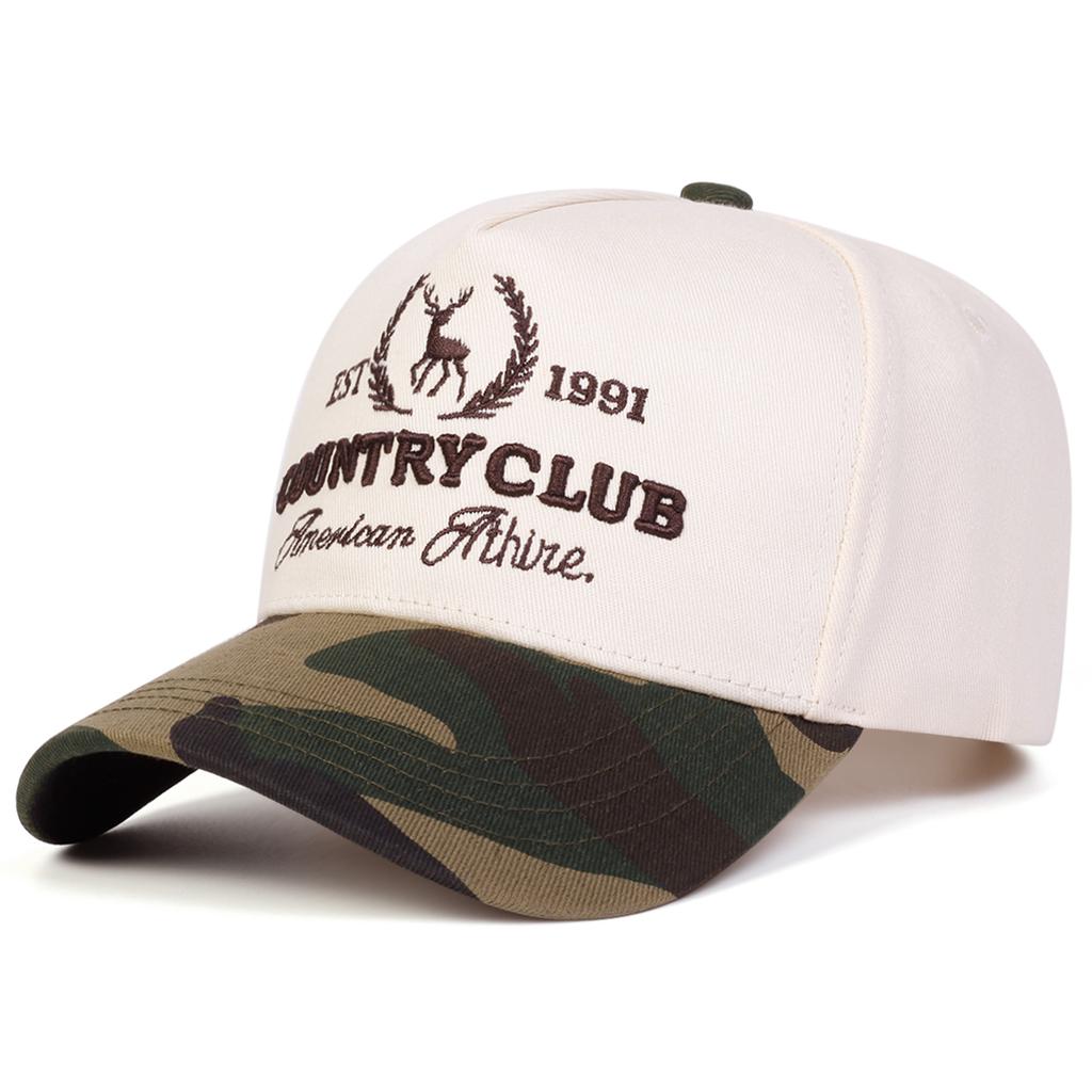 Men Letter Little Deer Embroidered Patchwork Baseball Cap Five-sided Hat Outdoor Sunscreen Leisure Hat Spring Autumn Travel Tourism Beach Vacation