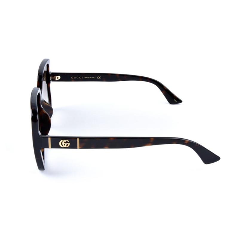 Gucci Plate Square Frame Havana Sunglasses Women's Plastic Square Sunglasses