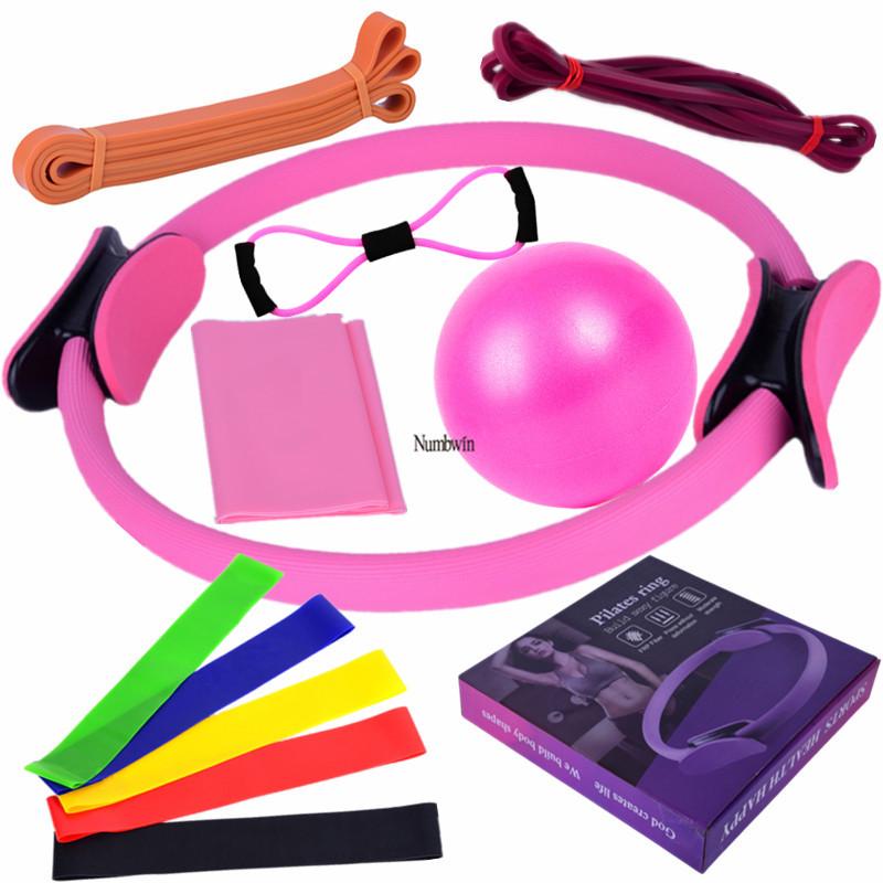 Zwölfteiliges Yoga-Widerstandsset: Elastische Bänder, Fitness Pilates Ring, Latex Bänder, Yogaball