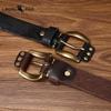 Punk-style Studded Leather Belt for Men Genuine Leather with Pin Buckle Washed, Vintage, Distressed Finish, Pure Cowhide, Unique Casual Denim Belt.