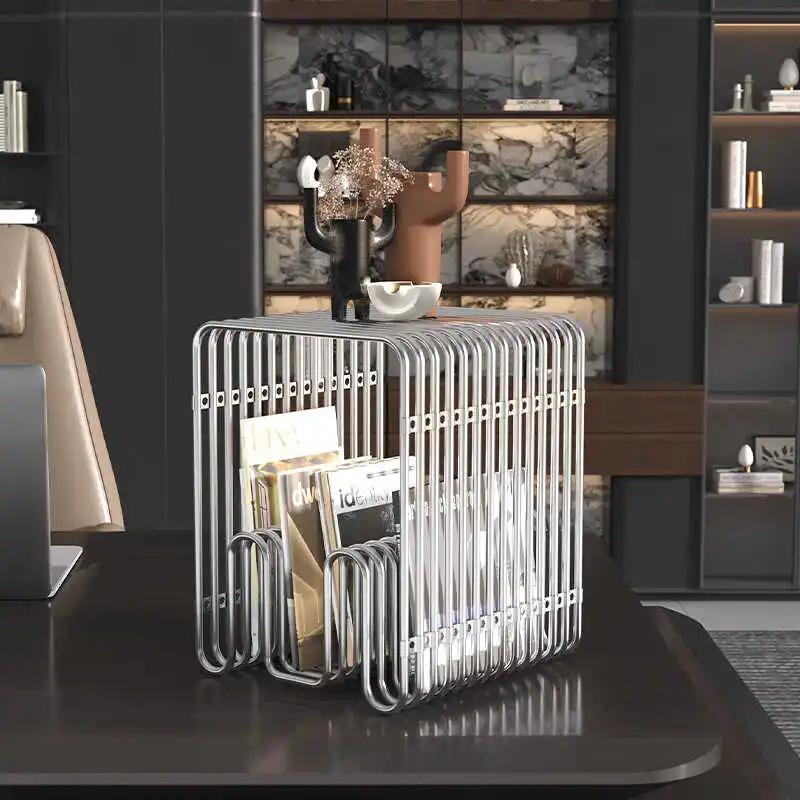 Minimalist Stainless Steel Coffee Tables Modern Side Table Creative Bookshelf Bedroom Side Table Living Room Coffee Table