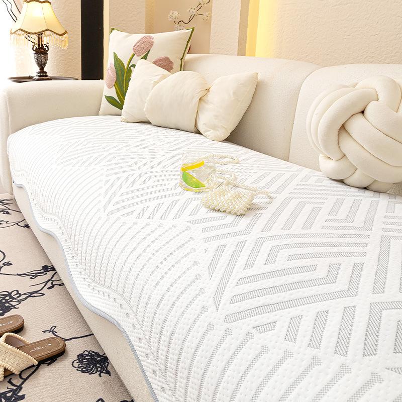 Summer Cool Doudou Ice Silk Sofa Cushion 2025 New Special-shaped Sofa Mat Cushion Fixed Non-slip Cover