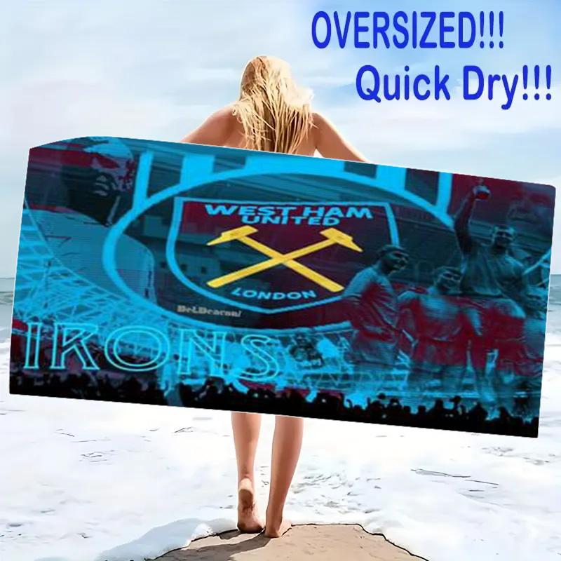 West Ham United FC Print Beach Towel, Large Soft Quick Dry Towel for Beach Camping Swimming