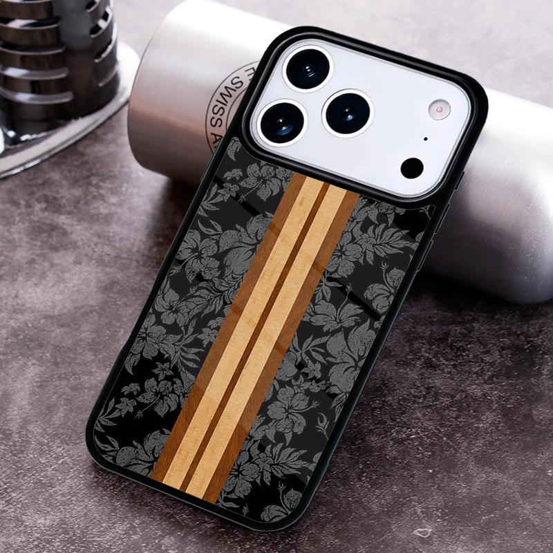 Hawaiian Faux Wood Surfboard Soft Phone Case for iPhone 17 16 15 Pro Max Air 14 13 12 11 Plus Shockproof Cover