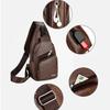 Simple and Fashionable Casual Solid Color PU Multifunctional USB Charging Zipper MEN'S Chest Bag Crossbody Bag for Commuting
