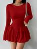 Temperament Dresses Woman Mini vestidos Simple Style Elegant French Bodycon Slim Pleated Fashion Long Sleeve Commuting Sexy