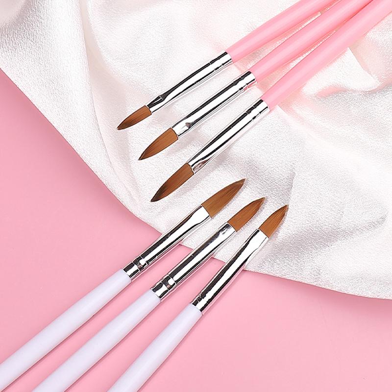 3Pcs Acrylic Nail Brush Set Professional Acrylic Powder Extension Nail Brushes Nail Art 3D Carving Manicure Salon Tools