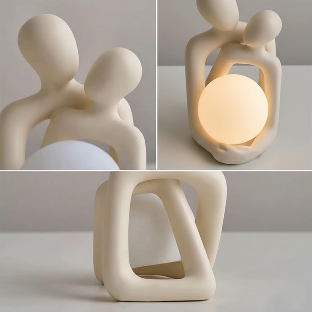 Modern Minimalist Couple Embrace Figurine | Abstract Art Resin Statue for Lovers | Decor Night Light Lamp Base & Candle Holder