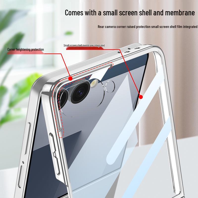 Samsung ZFlip7 Case: New Magnetic Wireless Charging, Transparent Rotating Bracket, GKK Compatible.
