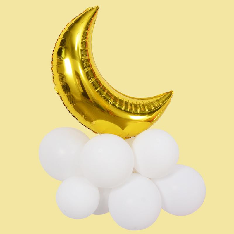 28-Inch Moon Balloon Modeling Birthday Party Arrangement Decorative Atmosphere Balloon Skinny Silver Moon Aluminum Film Balloon