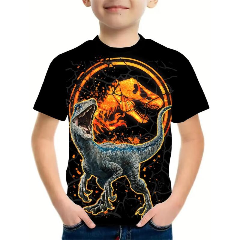 Summer Kids Dinosaur 3D Printed Crew Neck T-Shirt