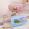 Transparent Window Pen Bag Large Capacity Zipper Stationery Storage Pouch Cute Makeup Bag  Students