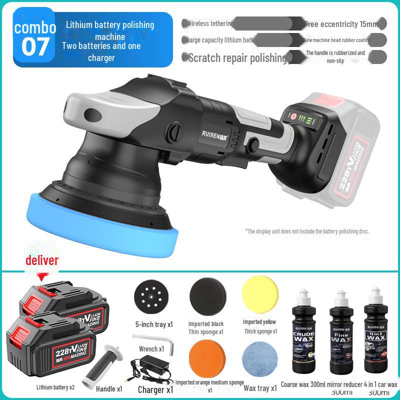 Polisseuse de voiture sans fil 21 V: Machine à cirer et polir excentrique rechargeable avec batterie au lithium