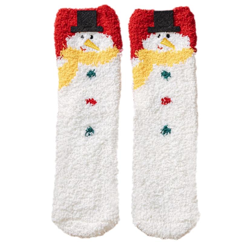 Festival Thickened Coral Velvets Floor Socks for Home Comfort Indoor Fuzzy Slipper Socks with Cartoon Christmas Pattern