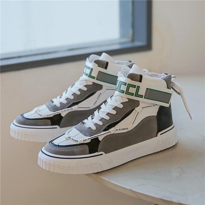 

Мужские кроссовки с высоким верхом Дизайнерская обувь Смешанные цвета ПУ кожа Повседневная обувь Мужская 2024 Мода Кроссовки на плоской платформе Tenis Masculino 44 белый