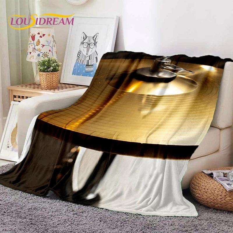 D Drum Set Throw Blanket Music Theme Soft Warm Blanket for Bed Sofa Bedroom Picnic Home Textile Decor