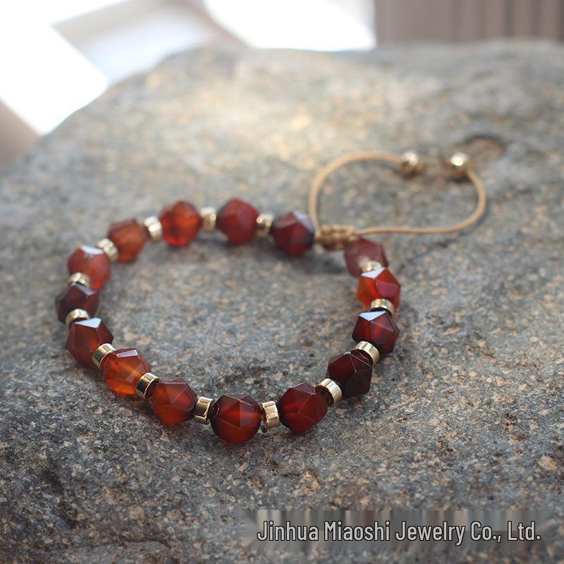 Bohemian Woven Rhombus Cut Tiger's Eye Crystal Bracelet