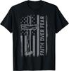 Christian US Flag Cross Faith Over Fear Men Women Kids T-Shirt
