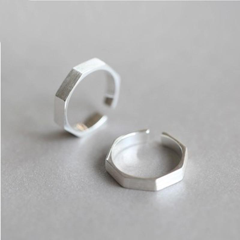XIYANIKE Silver Handmade Rings Korean Creative Geometric Jewelry for Women Wedding Couple Size 17mm Adjustable