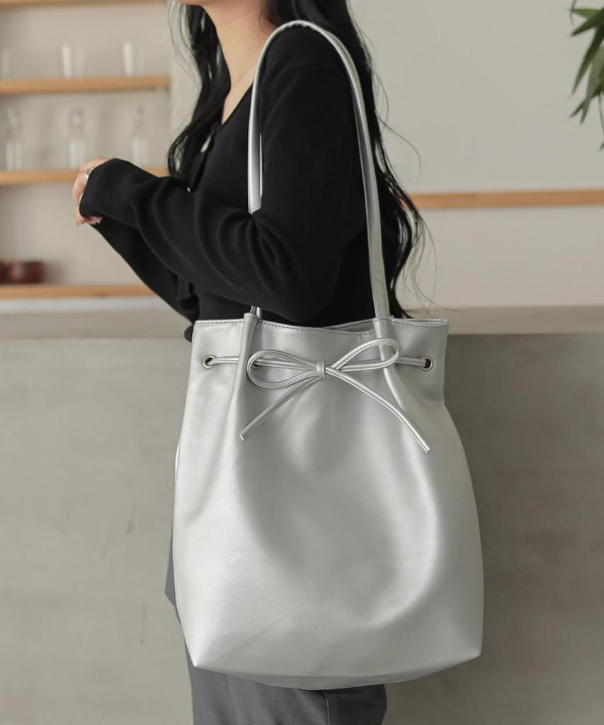 Silver Tote Bag for Large Shoulder Large Shoulder Popular Ballet Core [Altros] Women, Capacity, 2-Way, Handbag, Bag, Zippered, Lightweight, Large,