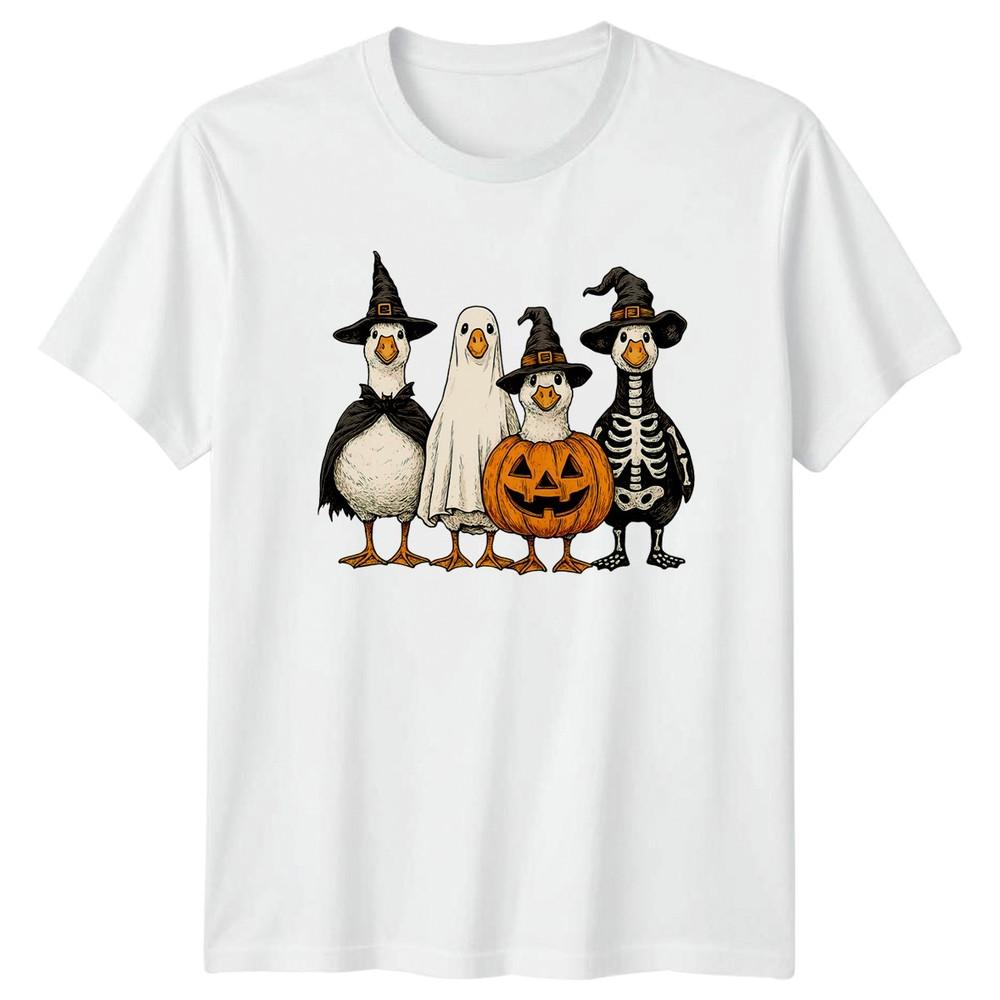 Halloween Ducks Witch Ghost Pumpkin Skeleton Unisex Unisexs Graphic Tee S