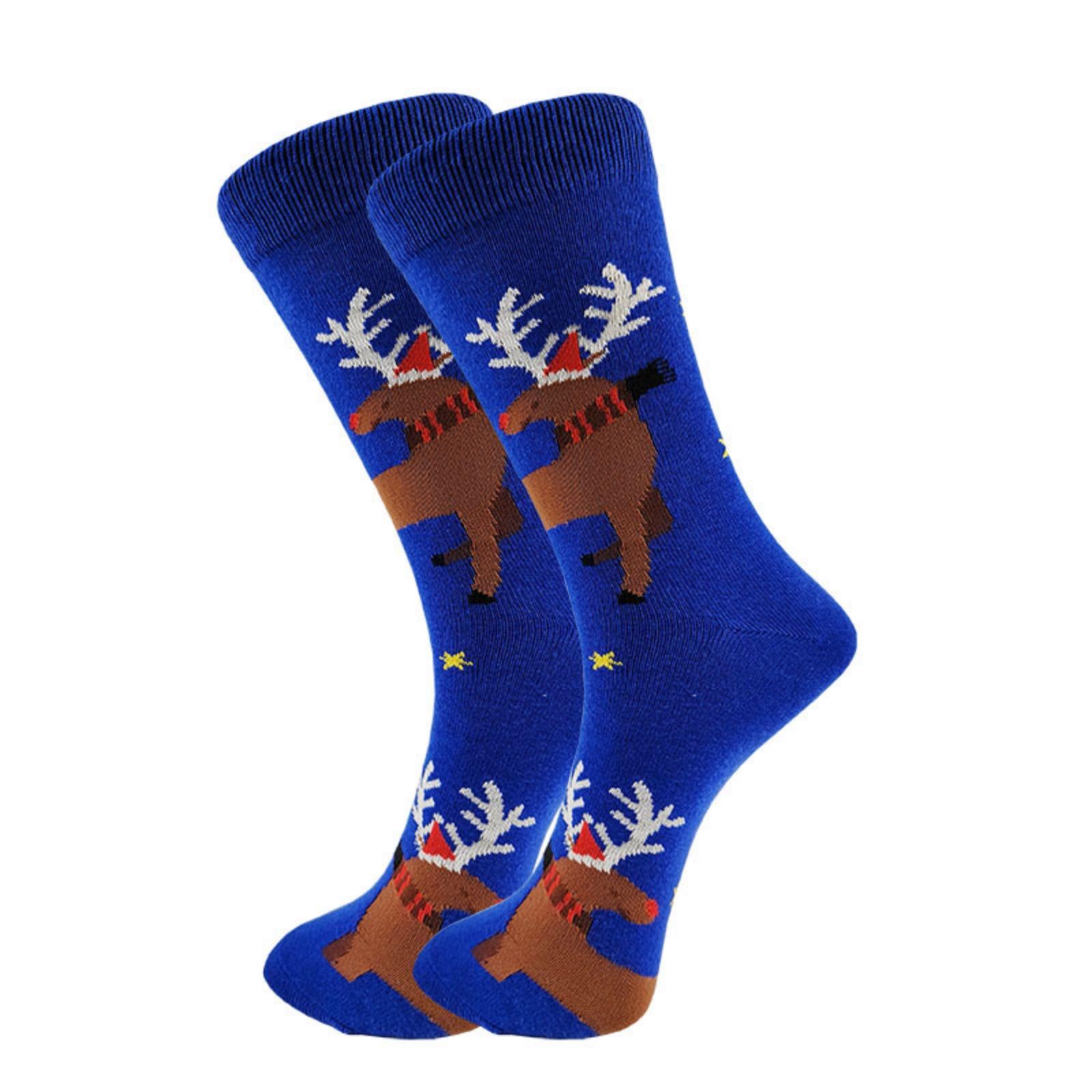 

Рождественские подарки Гольфы до середины икры Лось Рождественский мультяшный Хлопковые Модные носки One Size