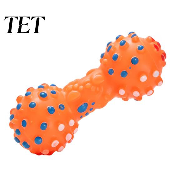 Outdoor Interactive Fetch Toys Squeaky Dumbbell Dog Toy, Vinyl Chew Spiky Teeth Oral Health Care Cleaning Toy for Small Large Dogs Play Puppy Teething