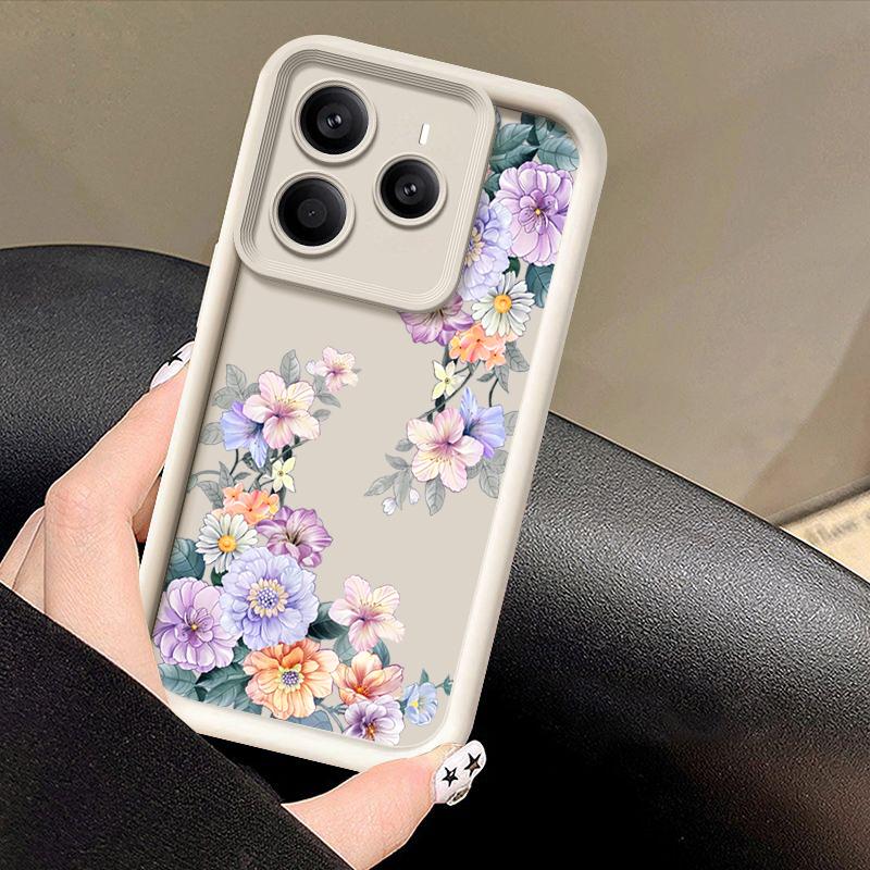 Color Floral Pattern TPU Soft Phone Case For Xiaomi 14T Pro 13T Poco F6 Pro X6 M6 X5 Redmi Note 14 Pro 13 12 11 10 Matte Shockproof Back Cover