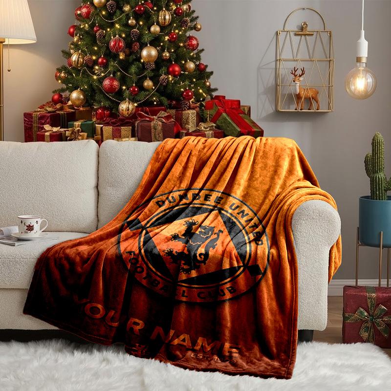 Custom Name Dundee United Crest Design Blanket Bedding Blanket for Women Men, Soft Throw Blankets for Couch,Bed, picnic, Christmas gifts