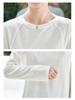 Women's Long Sleeve White Combed Cotton T-Shirt with Striped Knit Shawl - New Style for Spring 2026.