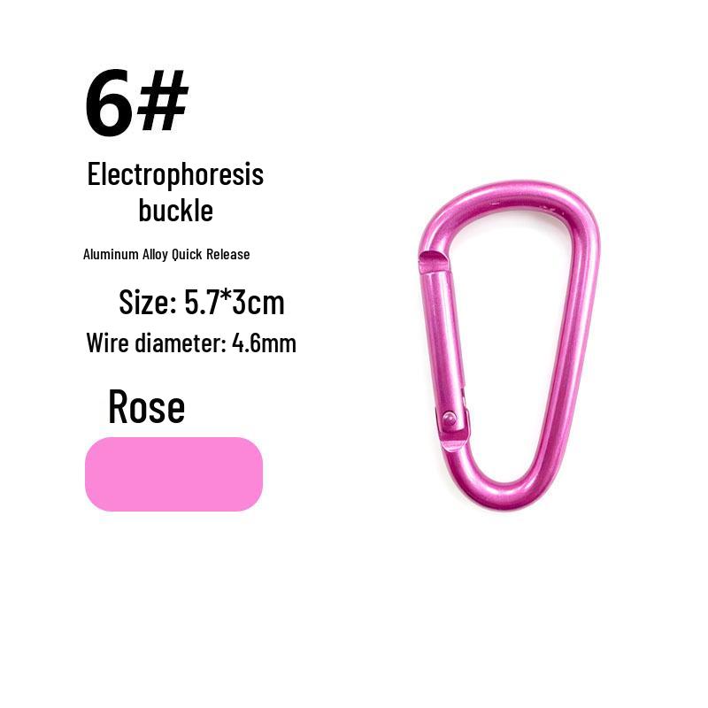 D-Shaped Aluminum Alloy Carabiner with All-Black Electrophoretic Finish (Sizes 4-8)