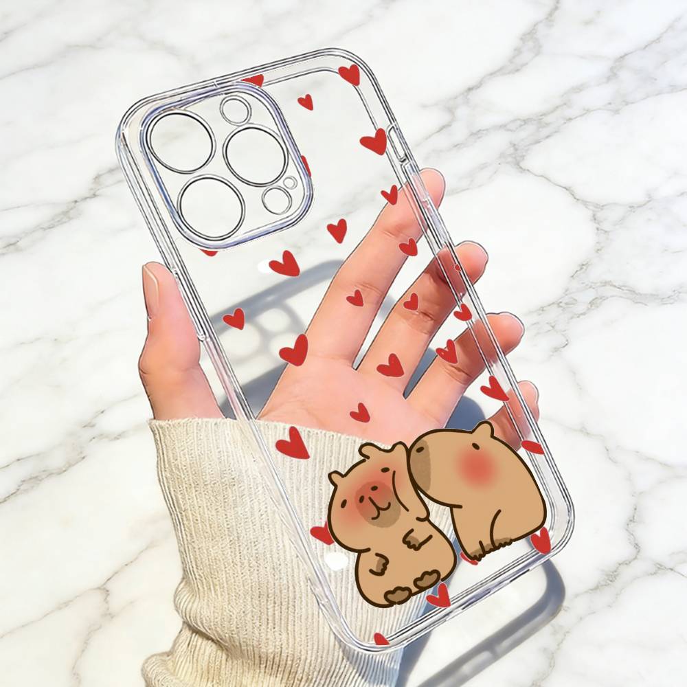 Cartoon C-Capybara Handyhülle Für iPhone 17 16 15 14 13 12 11 Mini Pro Max Plus Transparente Hülle