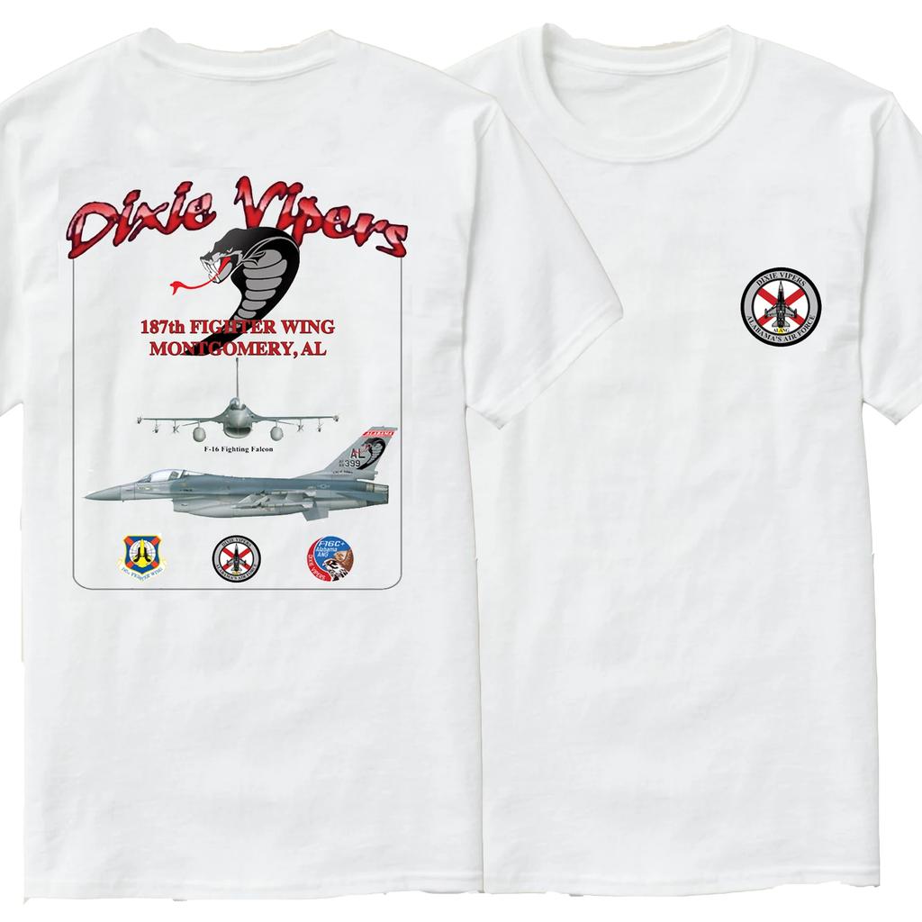 Dixie Vipers 187th Fighter Wing F-16 Fighting Falcon T-Shirt New Short Sleeve Casual 100% Cotton O-Neck Summer Mens T-shirt -...